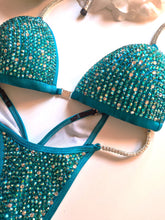 Load image into Gallery viewer, Aqua bikini with Preciosa crystals
