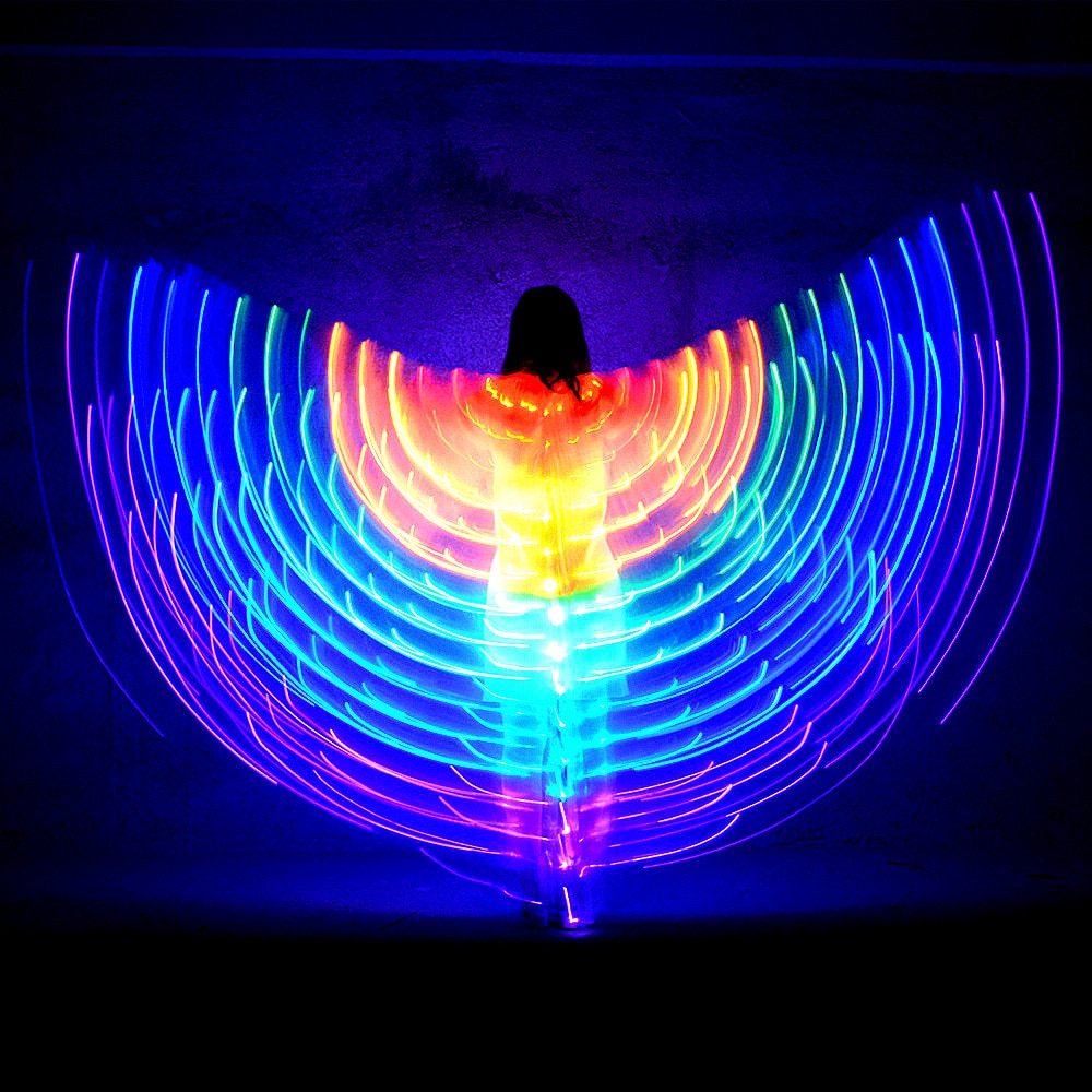 Multi-colour rainbow LED light up wings